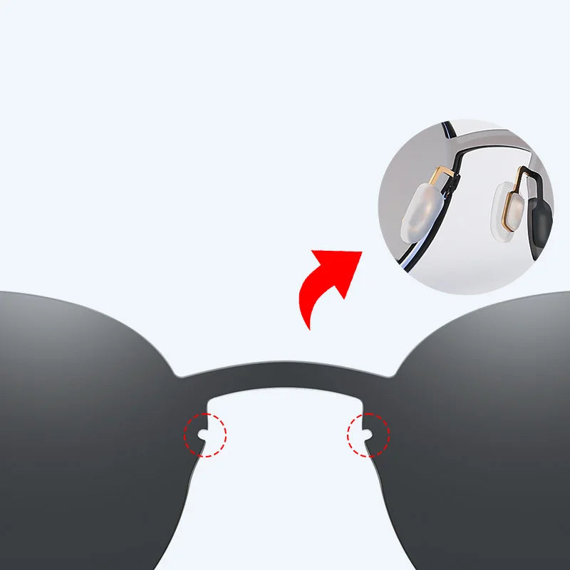 Retro Round Stainless Steel Glasses Frame with Polarized Clip-Ons