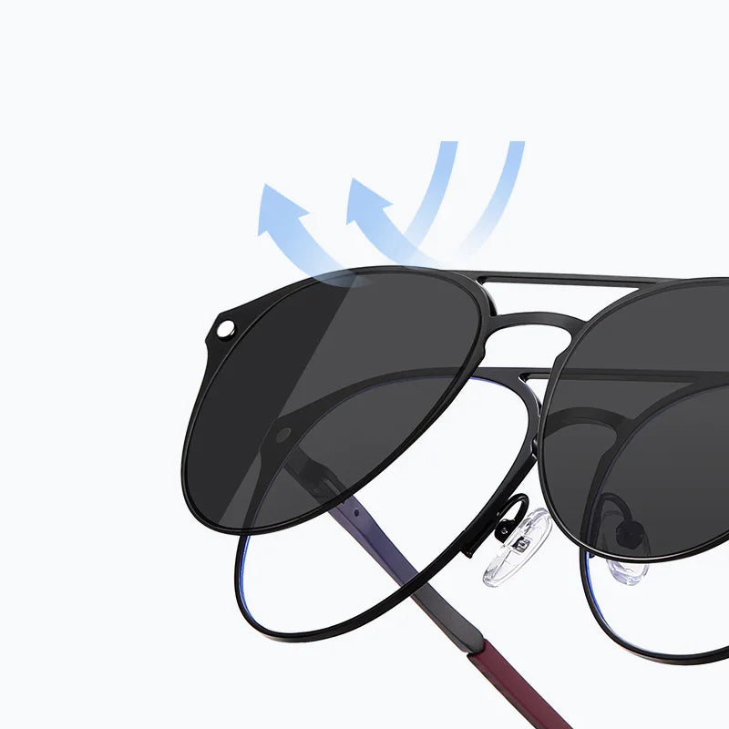 Męskie Okulary Retro 3w1 z Polaryzacją i Klipsem Nocnym