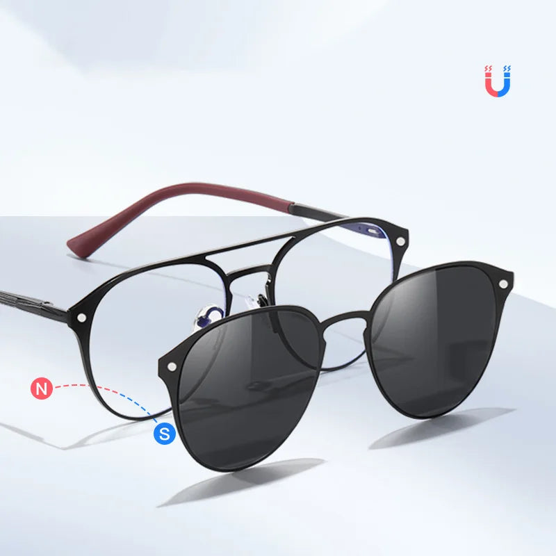 Męskie Okulary Retro 3w1 z Polaryzacją i Klipsem Nocnym