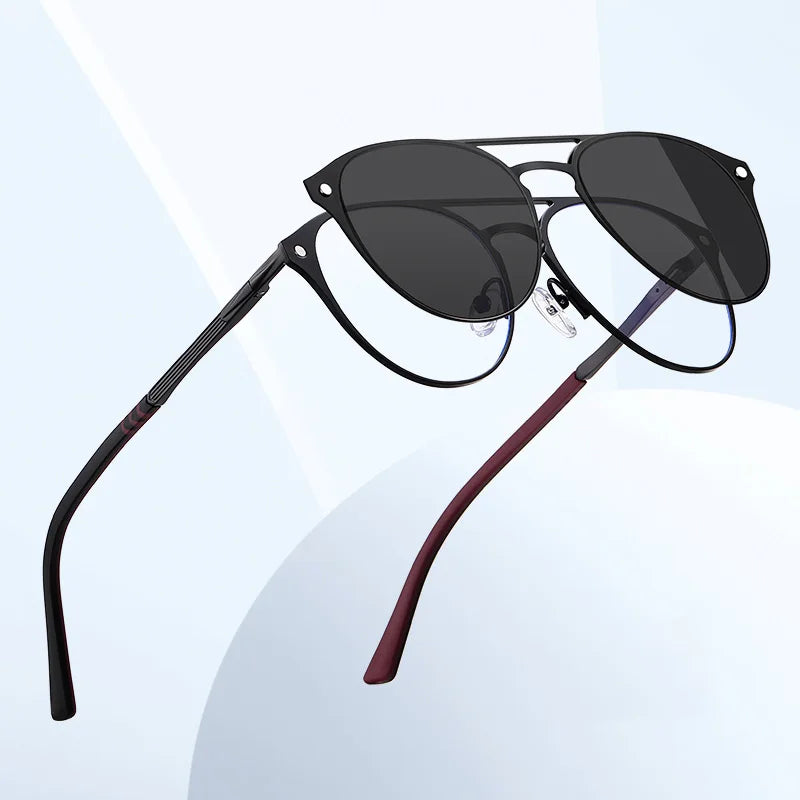 Męskie Okulary Retro 3w1 z Polaryzacją i Klipsem Nocnym
